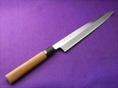 刺身包丁 最高級鋼を使用した業務用柳刃包丁240o水牛柄久也作