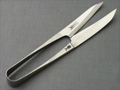 糸切り鋏 最高級握り鋏120oそり刃(曲がり刃)の長刃みがき 左平次