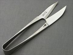 糸切り鋏 最高級握り鋏120oそり刃(曲がり刃)の爪型みがき 左平次