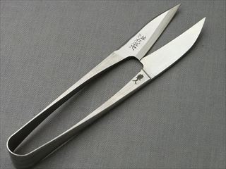 高級糸切り鋏（握り鋏）反り刃曲がり刃左平次120�o爪型　日本製